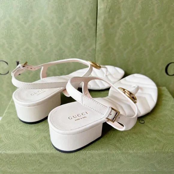 Gucci Cream Sandals with Gold Accent - Picture 7 of 12